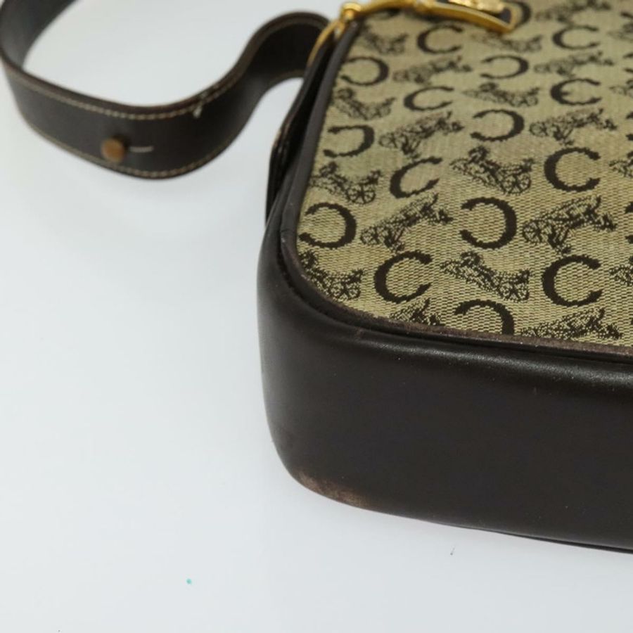 【日本直送】CELINE C Sulky 肩背包 帆布 米色 金色 正品 117907-8