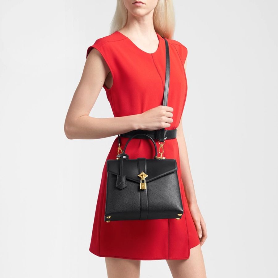 LV rose des vents 風中玫瑰 全皮 黑金 手提包 斜背包 肩背包 側背包 公文包 公事包-6