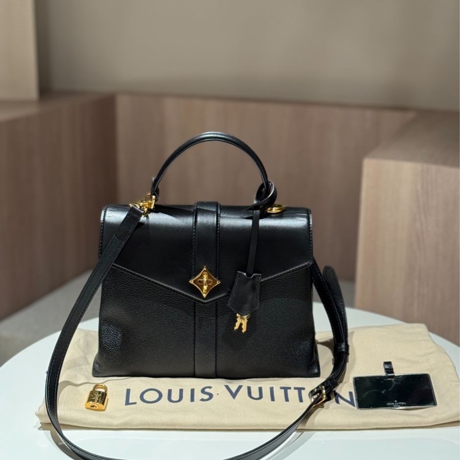 LV rose des vents 風中玫瑰 全皮 黑金 手提包 斜背包 肩背包 側背包 公文包 公事包-10