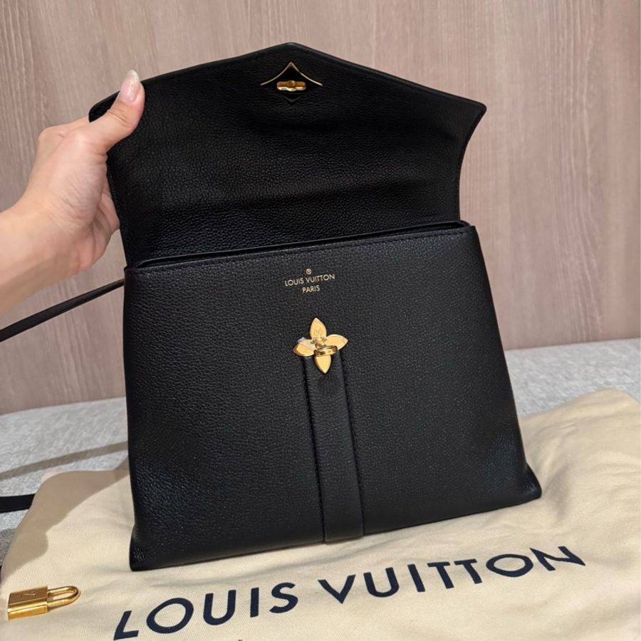 LV rose des vents 風中玫瑰 全皮 黑金 手提包 斜背包 肩背包 側背包 公文包 公事包-26
