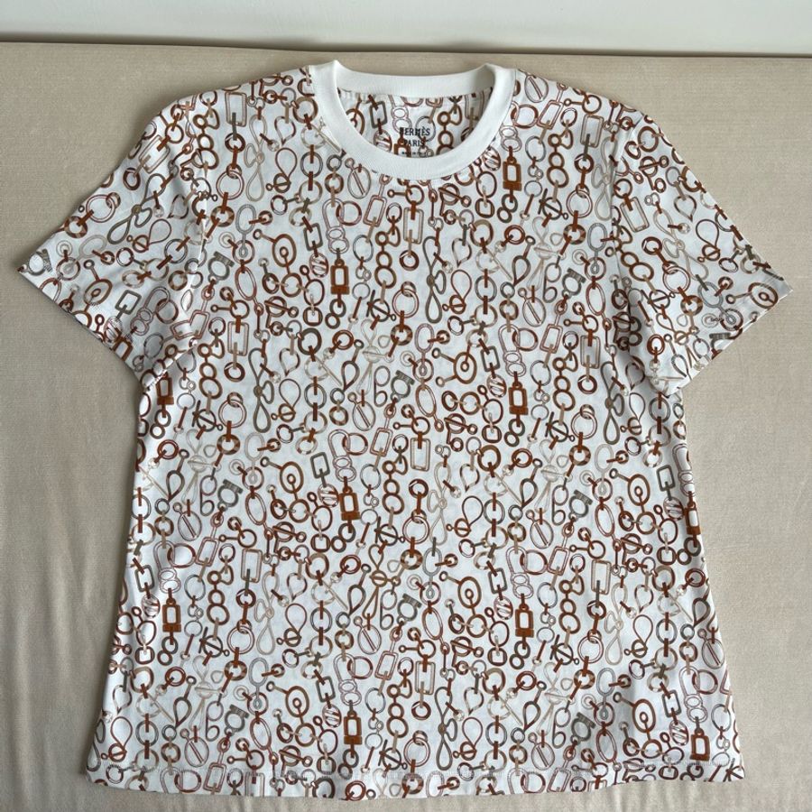 清貨 特價🧡 Hermes 女裝 短袖 tshirt tee Do Re Boucles🐴 白色 36-5