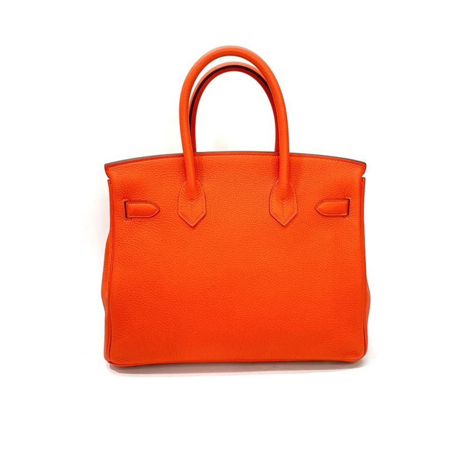 Hermes 9J火焰橘Togo皮金釦Birkin30 手提鉑金包-1