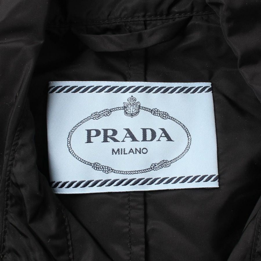 PRADA RE-NYLON 繫帶風衣 尼龍 黑色 二手 女款 #40-2