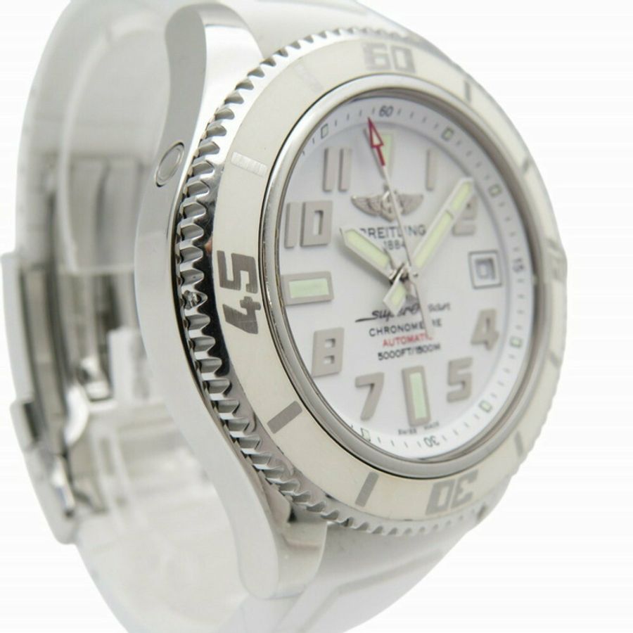 百年靈超級海洋 42 A17364 自動手錶 SS/橡膠 白 0187BREITLING 男士-3