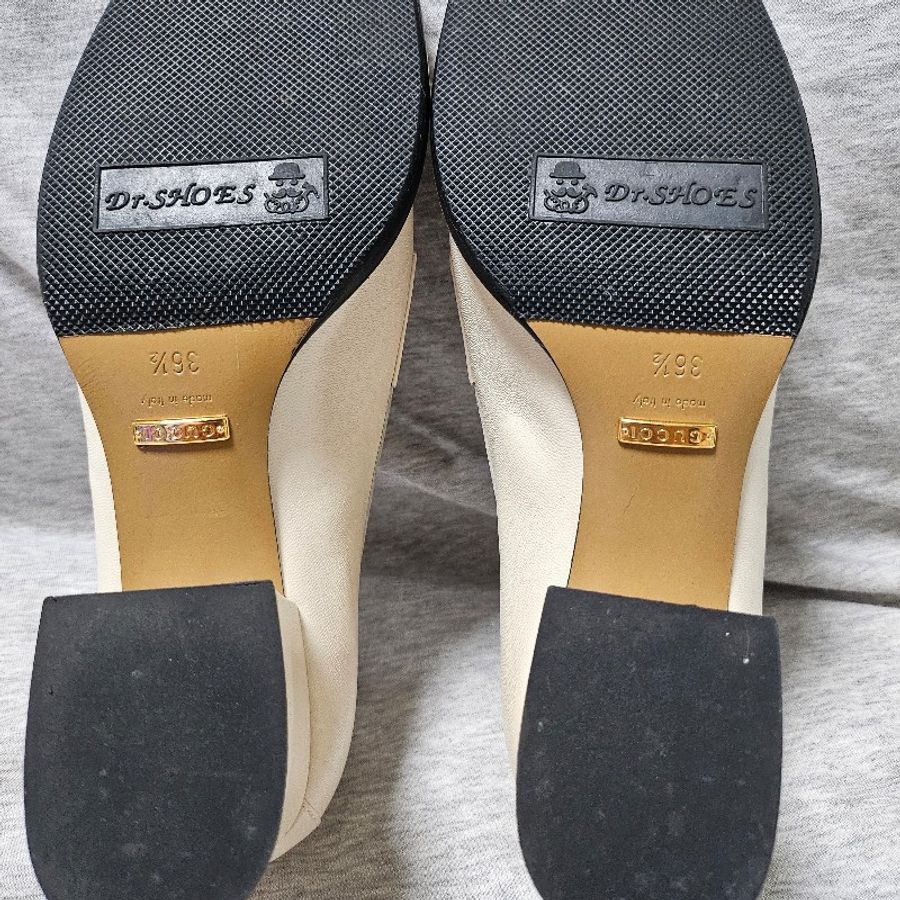 gucci 琺瑯 跟鞋 方頭 米白-13