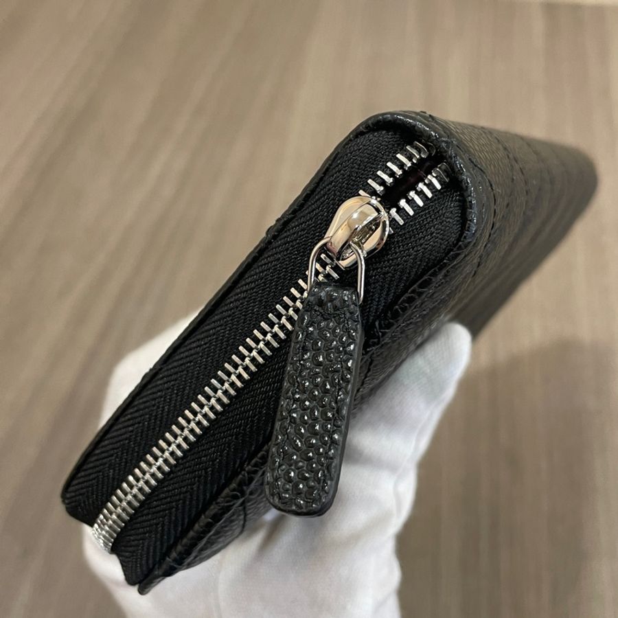 Chanel AP0242黑銀荔枝皮經典拉鍊Coco長夾*-5