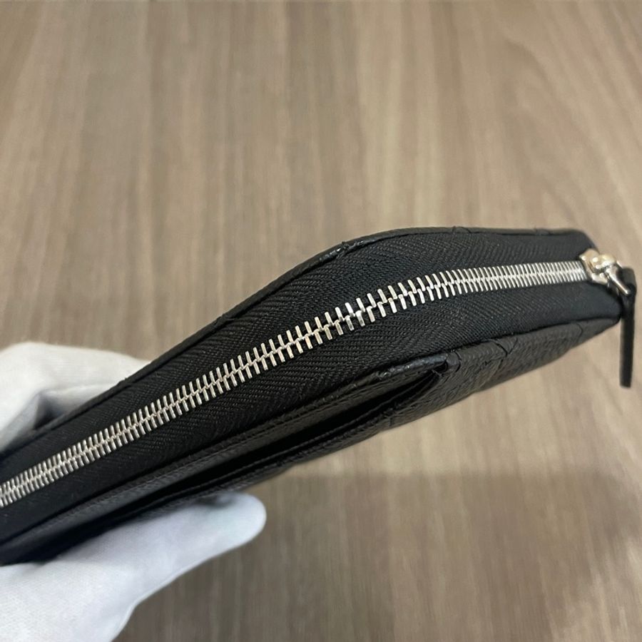 Chanel AP0242黑銀荔枝皮經典拉鍊Coco長夾*-7