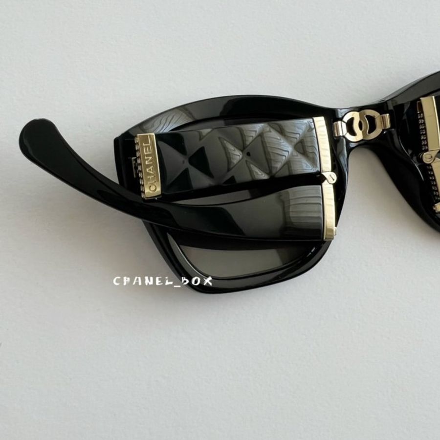 CHANEL 劉詩詩同款 黑色水鑽摺疊太陽眼鏡 時尚百搭好收納 已絕版 全新全配-5