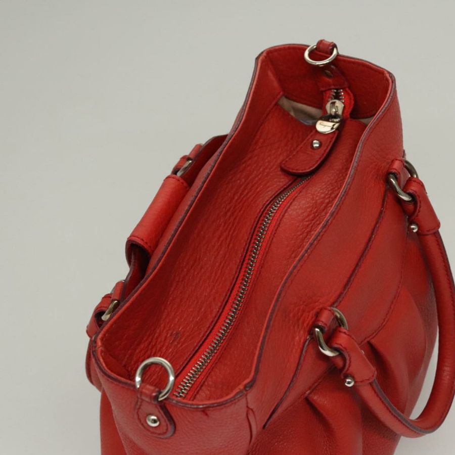 【日本直送】Salvatore Ferragamo Gancini 手提包 皮革 兩用 紅色 銀色 正品 118153-5