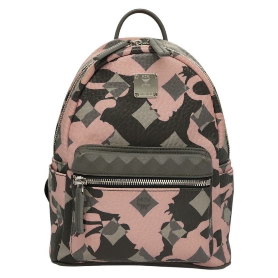 【日本直送】MCM Vicetos Logoogram 背包 PVC 皮革 粉紅色 銀色 正品 118259-12