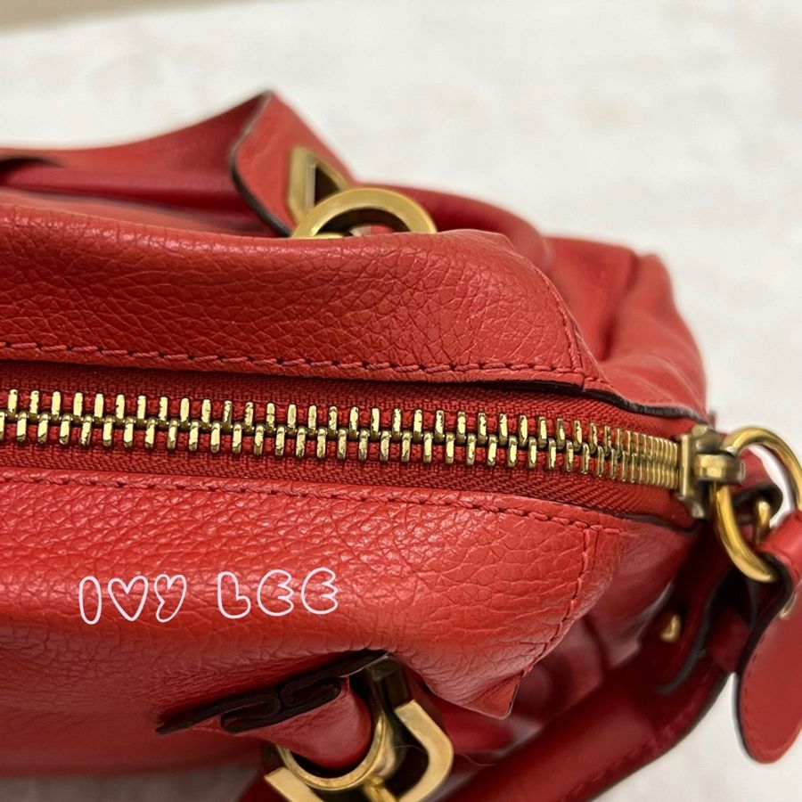 Chloe Paraty 經典款 肩背包 斜背包 手提包 紅色 長29cm 正品 二手精品-5