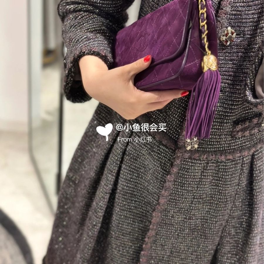 Chanel 香奈兒 vintage 拜佔庭 英國皇室 秀款 薰衣草紫 琉璃釦 娃娃連衣 洋裝式外套 洋裝 大衣 長大衣 長版外套 外套-9
