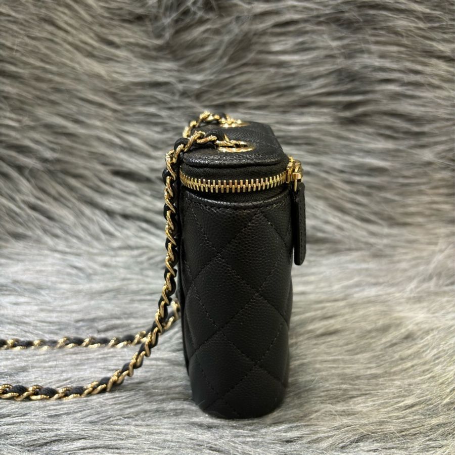 CHANEL AP2195 黑荔枝 金釦 化妝盒 煙盒 零錢包 斜背包-2