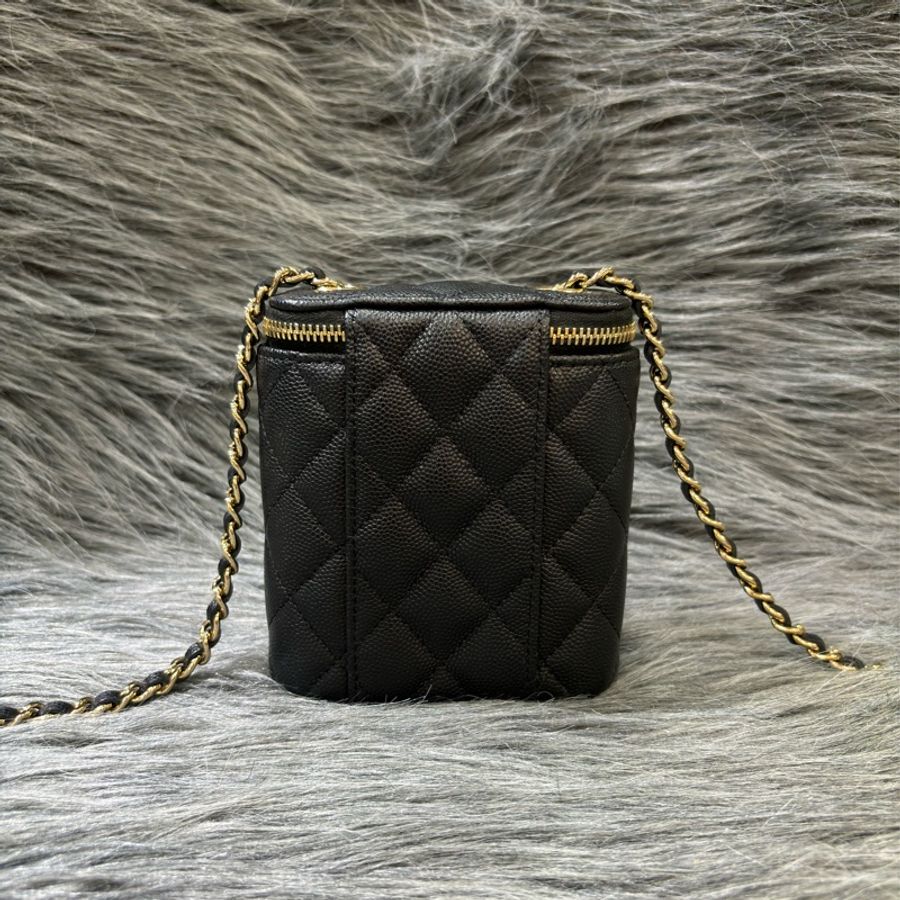 CHANEL AP2195 黑荔枝 金釦 化妝盒 煙盒 零錢包 斜背包-3