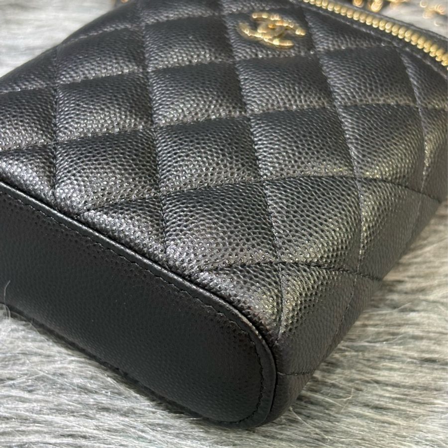 CHANEL AP2195 黑荔枝 金釦 化妝盒 煙盒 零錢包 斜背包-8