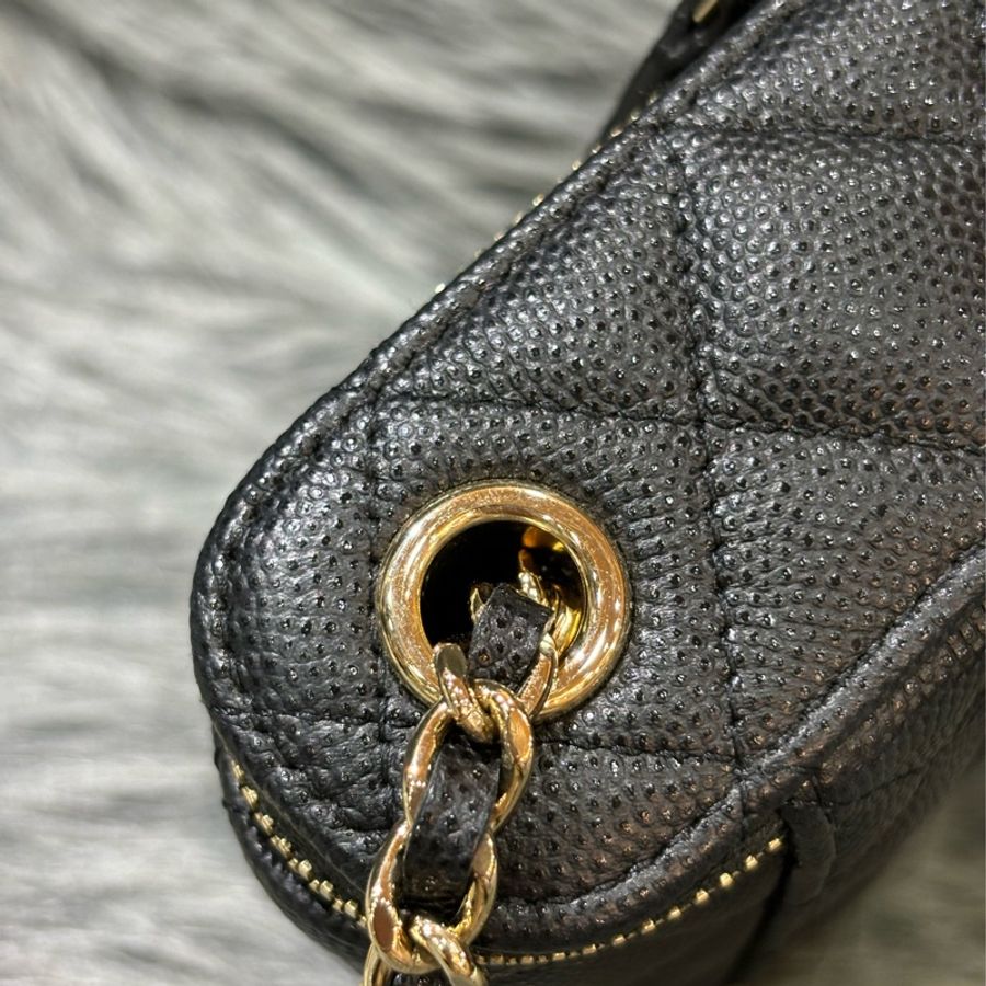 CHANEL AP2195 黑荔枝 金釦 化妝盒 煙盒 零錢包 斜背包-14