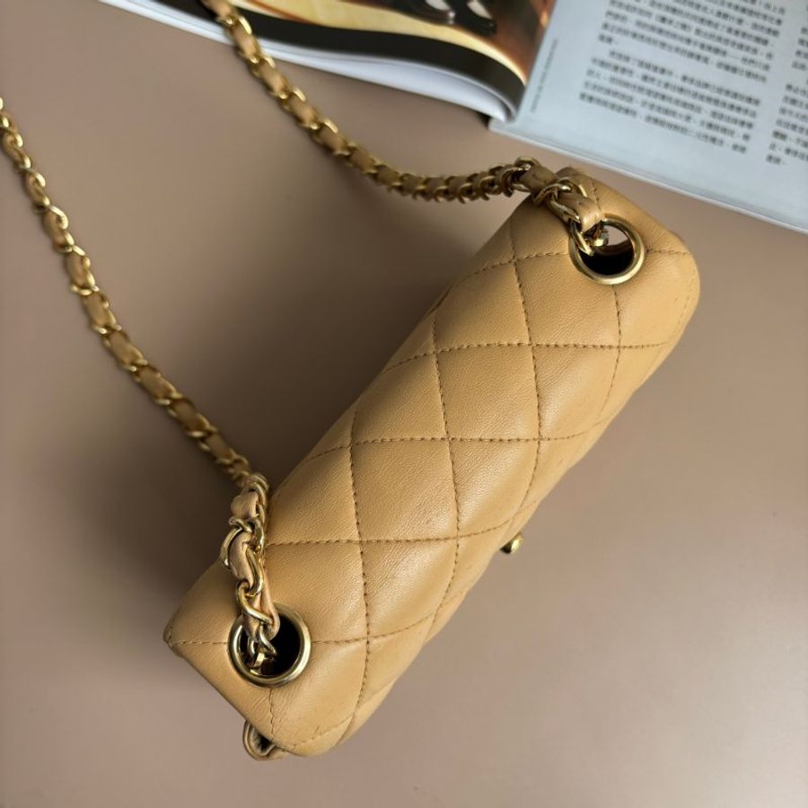 ::CHANEL:: 奶茶色VINTAGE 天菜方胖 鍊包-2