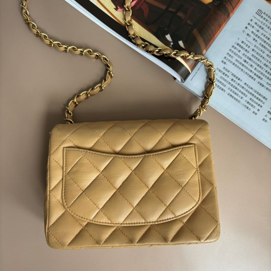::CHANEL:: 奶茶色VINTAGE 天菜方胖 鍊包-3