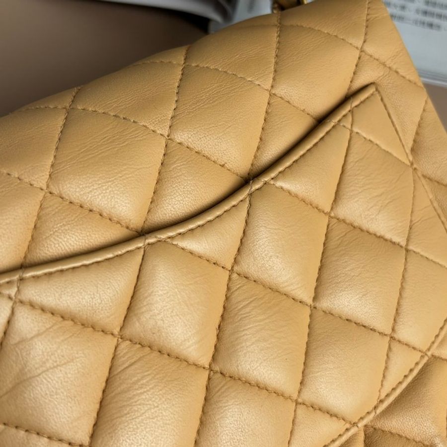 ::CHANEL:: 奶茶色VINTAGE 天菜方胖 鍊包-6