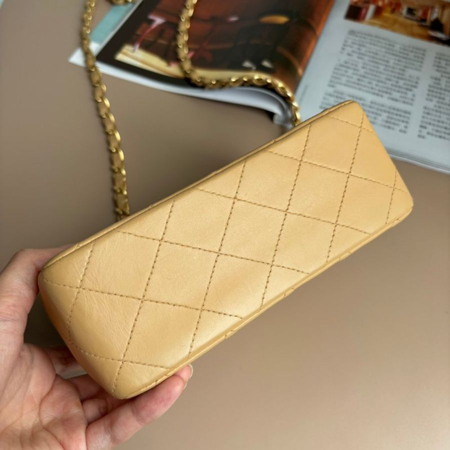::CHANEL:: 奶茶色VINTAGE 天菜方胖 鍊包-10