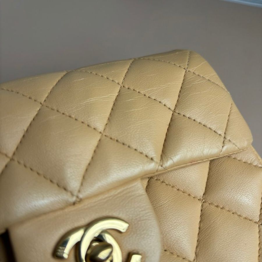 ::CHANEL:: 奶茶色VINTAGE 天菜方胖 鍊包-40