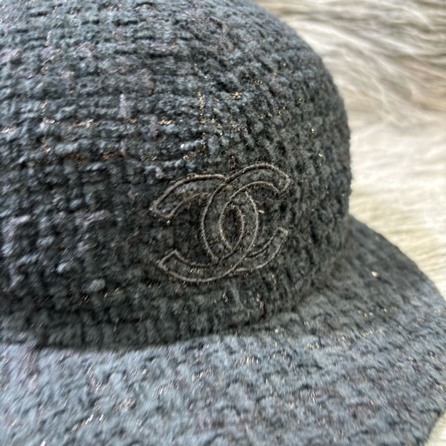 CHANEL AA8562黑色毛呢 tweed 正面CC LOGO 棒球帽 鴨舌帽-6