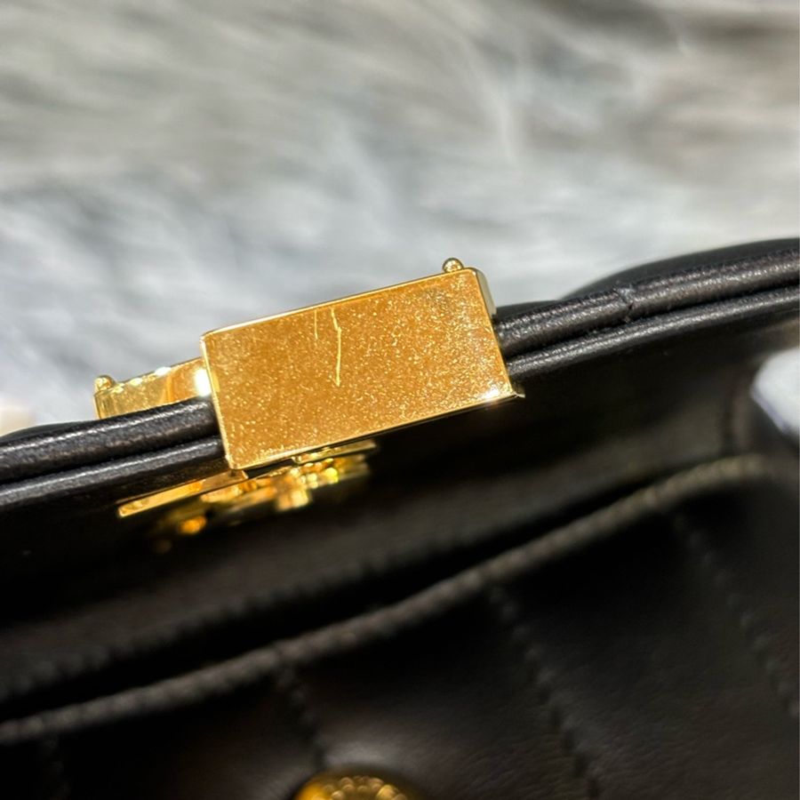 YSL 554075 黑色 牛皮 金釦 小方包 相機包 隨身包 斜背包-8