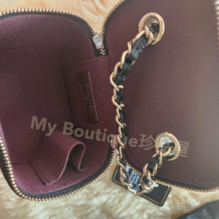 ❗️全新現貨❗️【My Boutique珍品屋】全新真品~Chanel超限量荔枝黑牛皮金鍊mini vanity小方盒子包 化妝箱包AP1340~coco方胖子參考-4