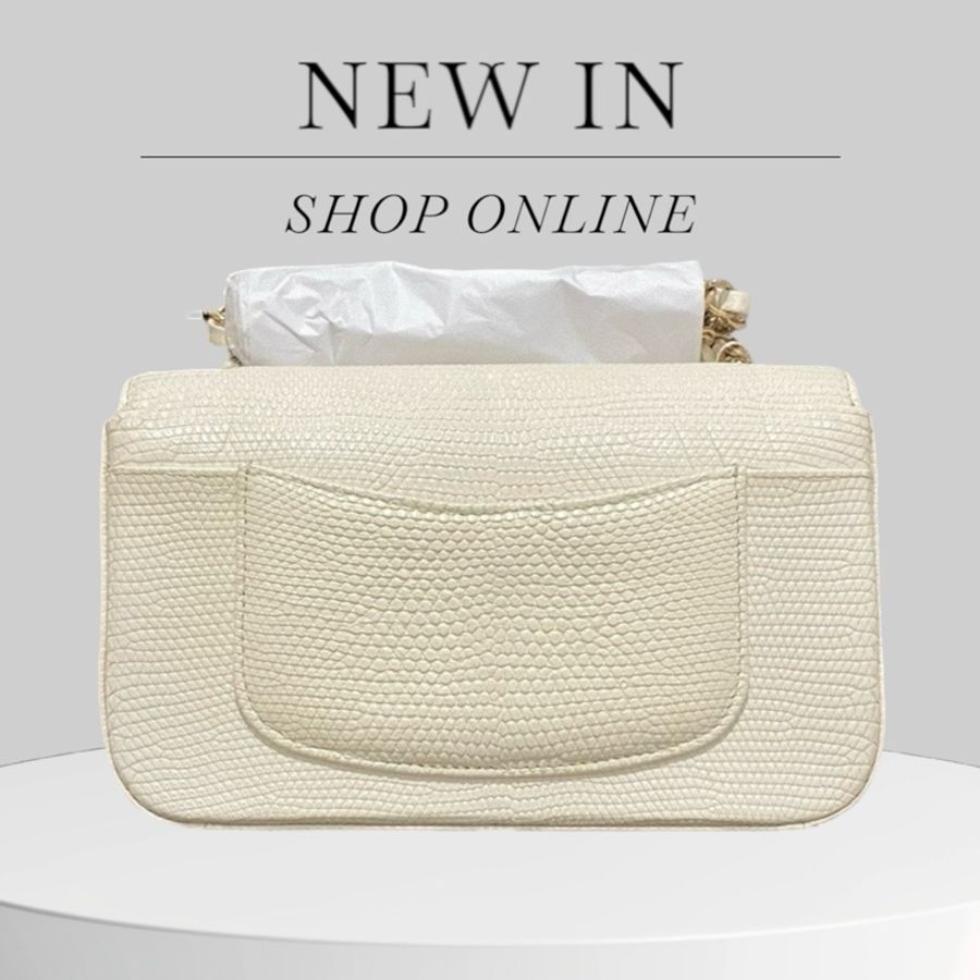 Chanel 白色蜥蜴皮金扣大mini-1