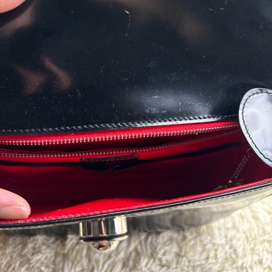 CELINE 移動星球 黑銀色 搪瓷皮 外縫線 斜背包 星球 中古 Vintage 全網唯一-8