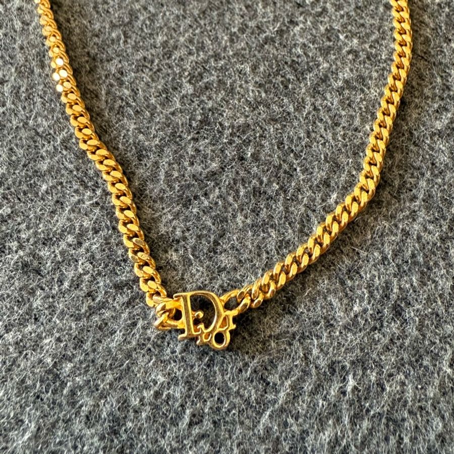 Vintage christian dior logo necklace 中古迷你Dior logo頸鏈-0
