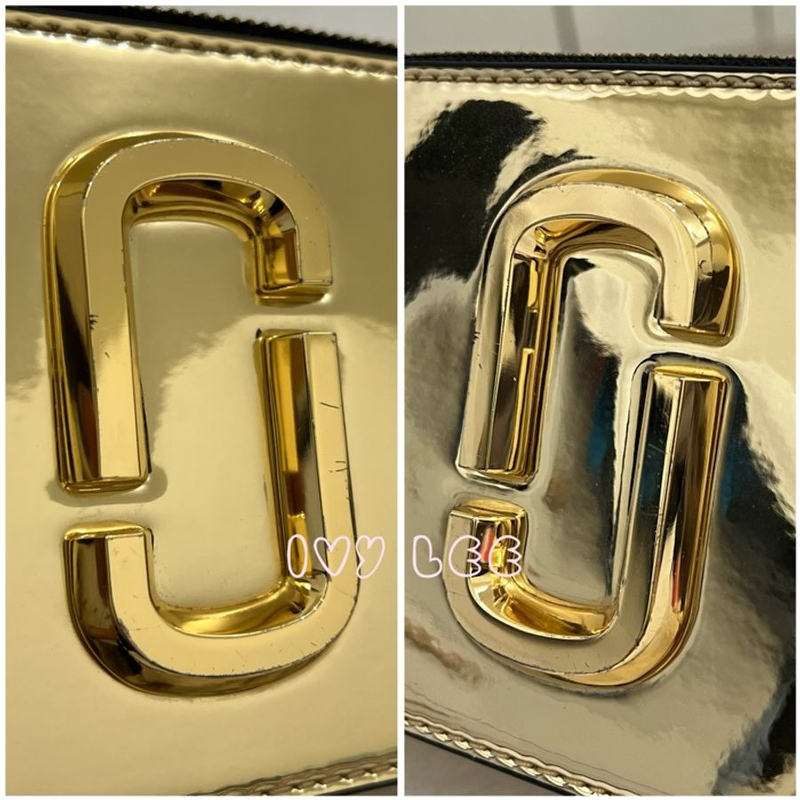 MARC JACOBS 單肩包 相機包 女士標誌金屬包 金色漆皮 正品 二手精品-10