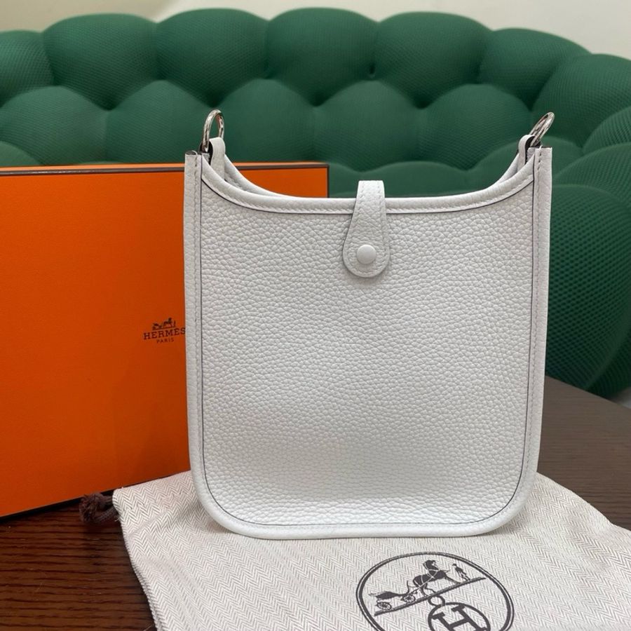 Hermes愛馬仕mini evelyne新白色K刻23年-2