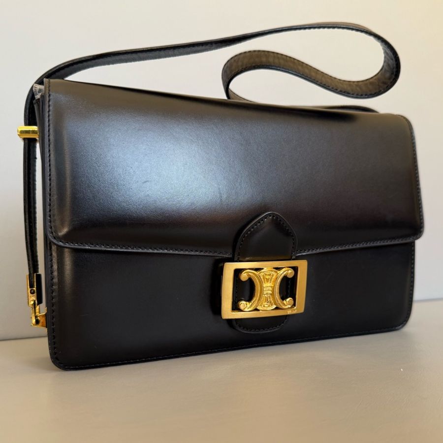 Vintage Celine Triomphe logo shoulder bag 中古Celine 凱旋門標肩背包-1