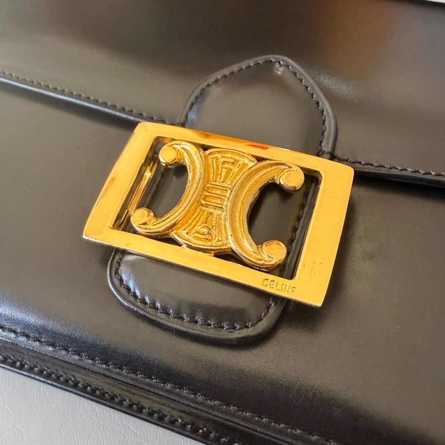 Vintage Celine Triomphe logo shoulder bag 中古Celine 凱旋門標肩背包-4