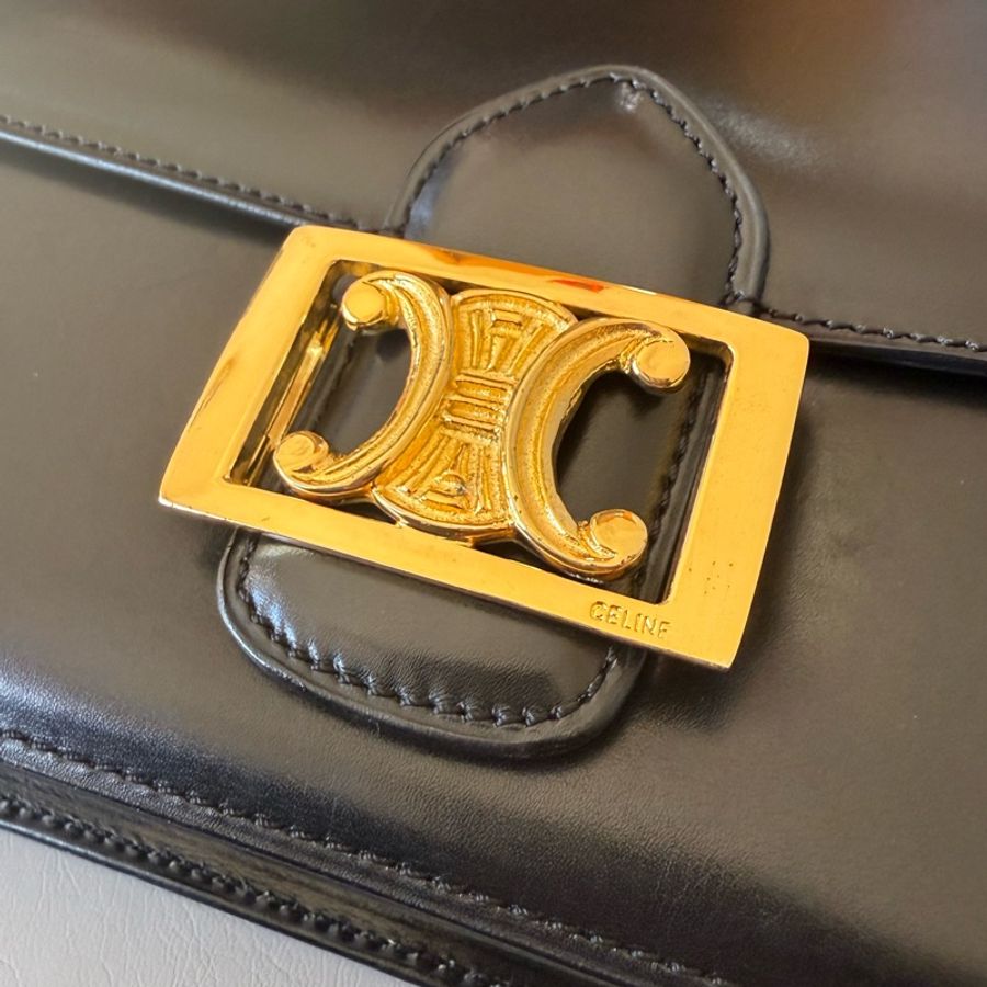 Vintage Celine Triomphe logo shoulder bag 中古Celine 凱旋門標肩背包-16