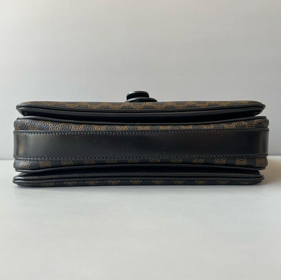 Vintage Celine macadam crossbody bag 中古Celine 凱旋門老花黑色 肩背包-6