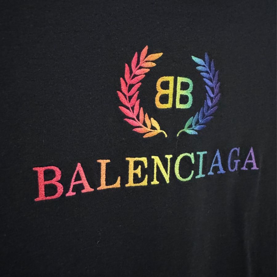 ❤️巴黎世家 Balenciaga 彩虹刺繡稻穗Logo Rainbow 合身款💜-1