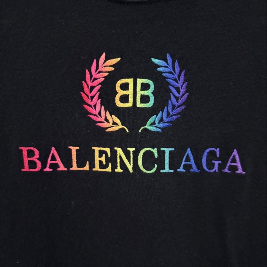 ❤️巴黎世家 Balenciaga 彩虹刺繡稻穗Logo Rainbow 合身款💜-2