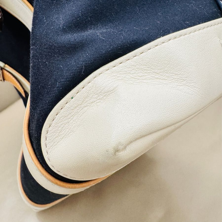 Coach 「雙面」手提大包、防水帆布+白色牛皮材質-19