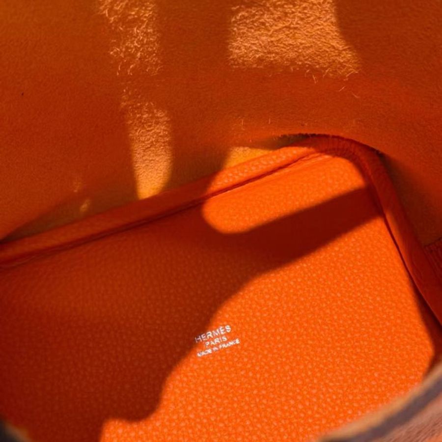 Hermes 菜籃子 牛皮橙色18尺寸  閒置品 配件盒子塵袋說明書-2