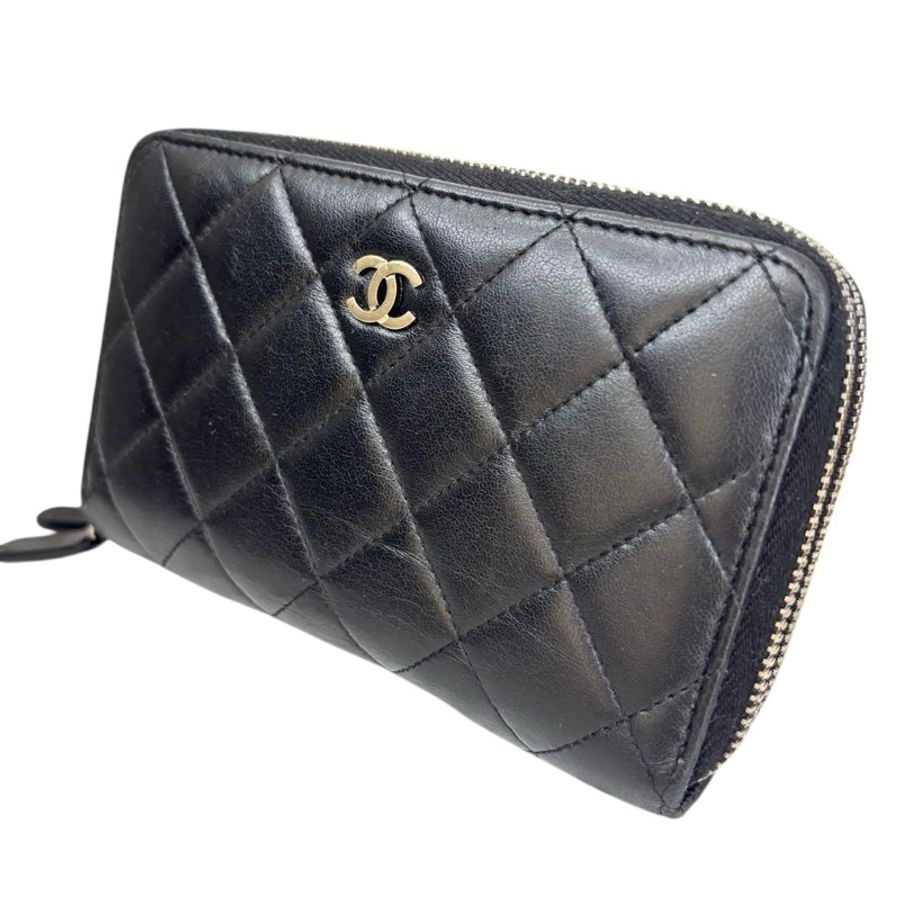 Chanel 小羊皮短夾錢包｜黑金配 經典必收 ✦fufu style精品✦ ｜Vintage入門首選 斜背包｜錢包.皮夾.短夾.中長夾-1