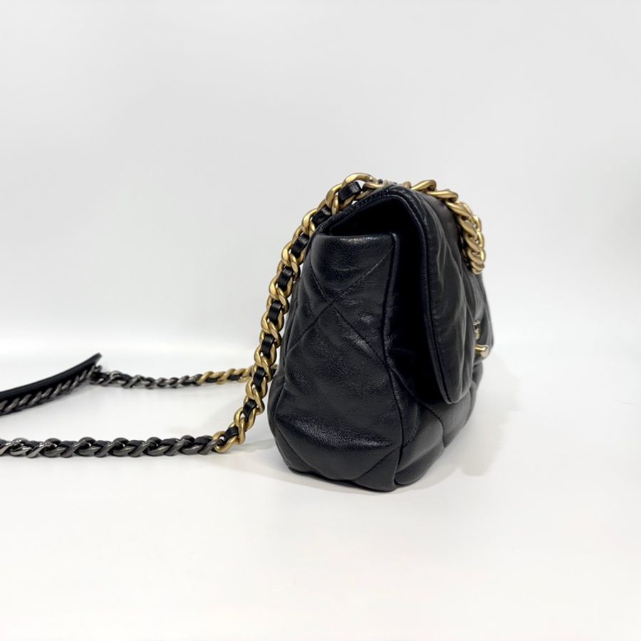 CHANEL黑金油蠟羊皮19包小號 26CM AS1160-2