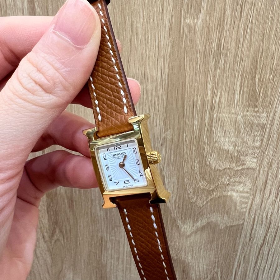 Hermes 經典金棕金Heure H石英錶-1