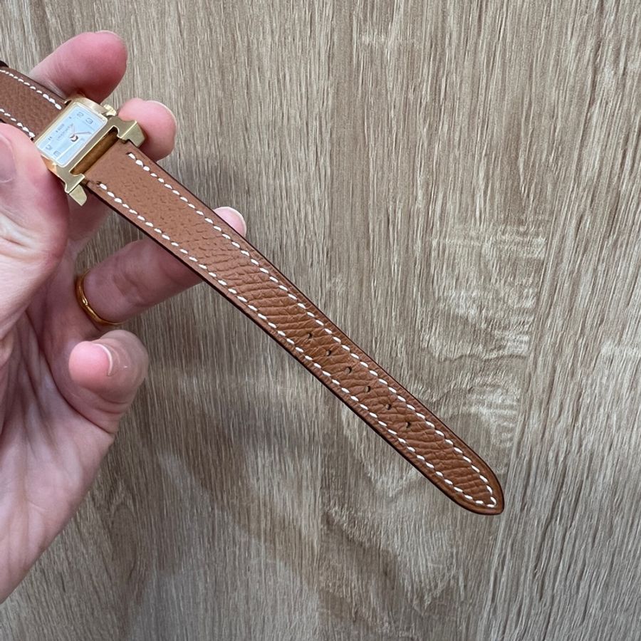 Hermes 經典金棕金Heure H石英錶-3