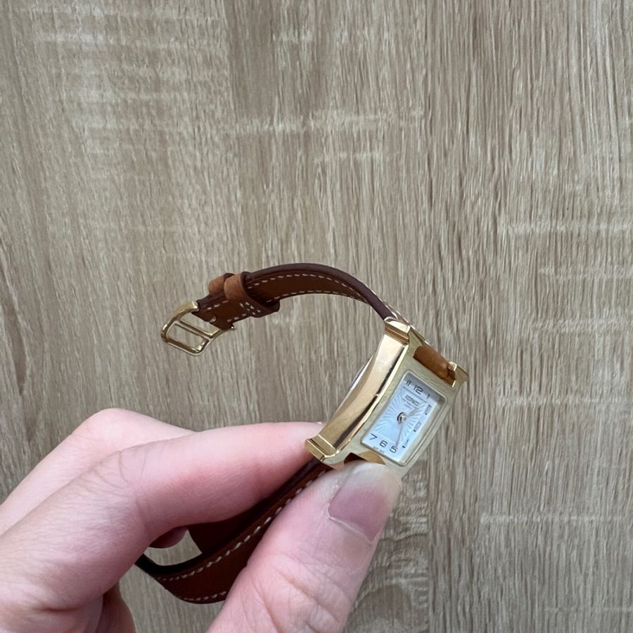 Hermes 經典金棕金Heure H石英錶-8