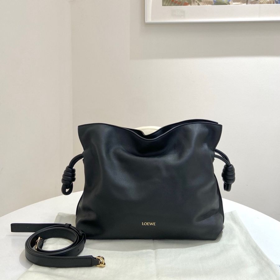 Loewe 羅意威 Flamenco黑色福袋中號 尺寸約30*10.5*24.5-2