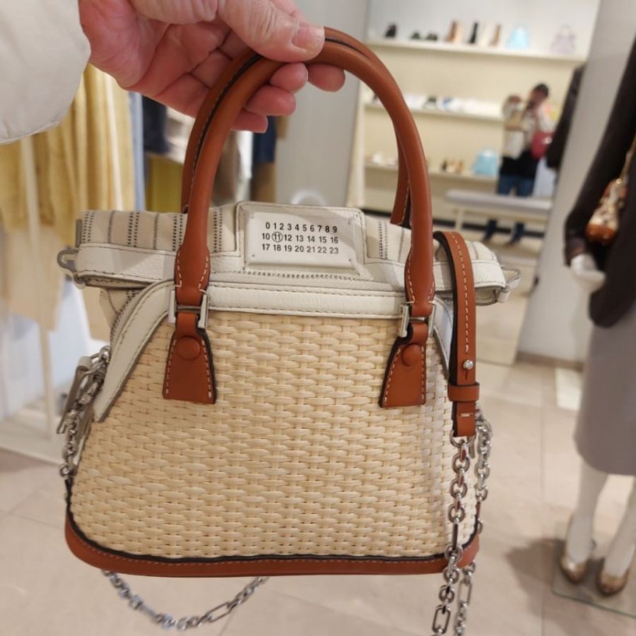 🎁特價🎁Maison Margiela M11 5AC Classique Micro 拉菲草編肩背包 白色-1
