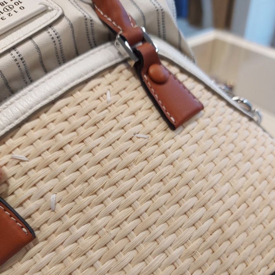 🎁特價🎁Maison Margiela M11 5AC Classique Micro 拉菲草編肩背包 白色-6