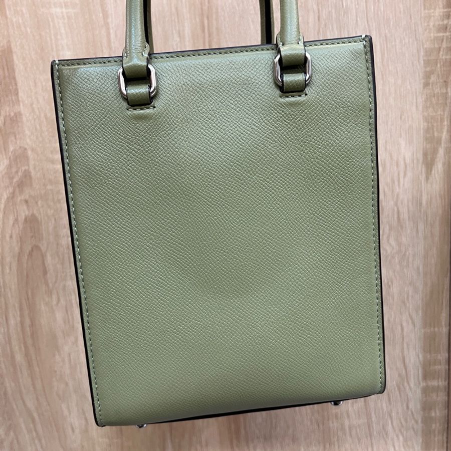 Coach 墨綠色牛皮Tote 16銀釦手提斜背琴譜包-4